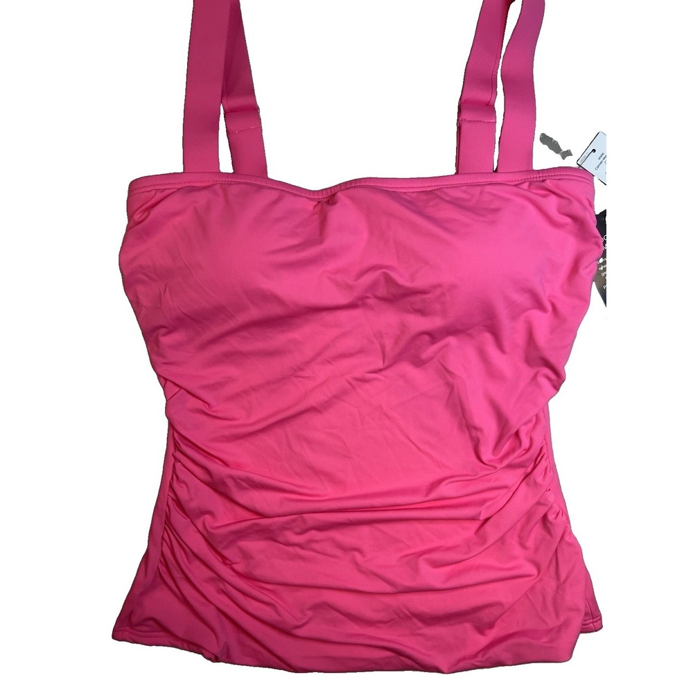 Carmen Marc Valvo Women's Tankini Swim Top  Swimwear Size Small Pink Azalea